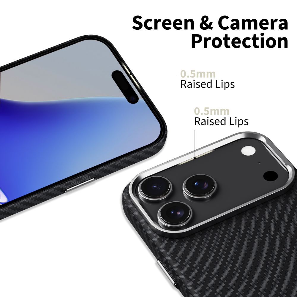 Dėklas Tech-Protect Ion Carbon MagSafe iPhone 17 Pro Max, juodas/sidabrinis - Image 2