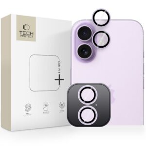 Kameros apsauginis stiklas Tech-Protect Camring Fit+ iPhone 16 / 16 Plus / 17, levandų spalvos
