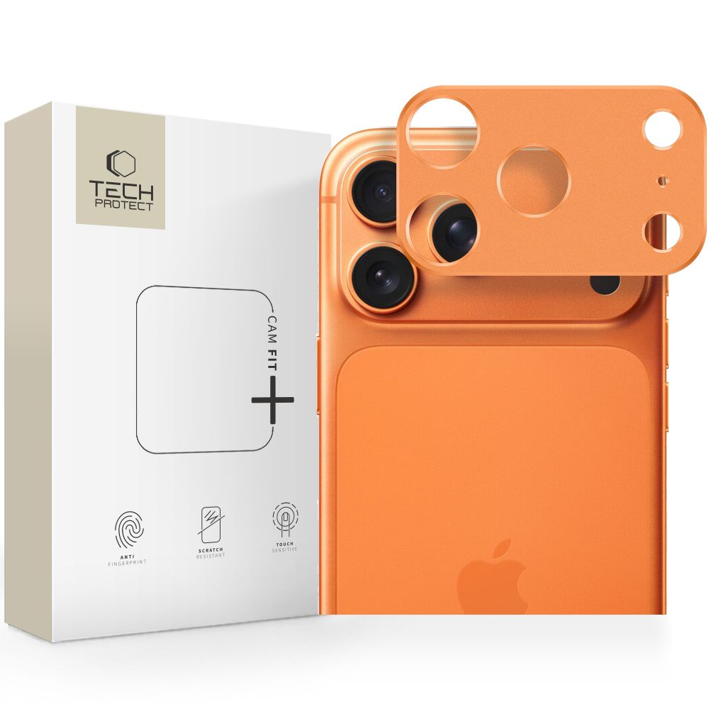 Kameros apsauginis stiklas Tech-Protect Camalloy Fit+ iPhone 17 Pro Max, kosminė oranžinė