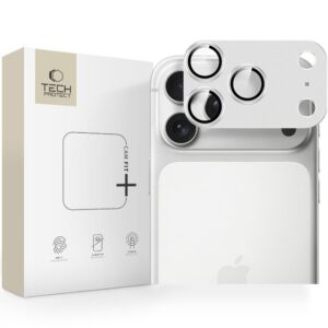 Kameros apsauginis stiklas Tech-Protect Camfull Fit+ iPhone 17 Pro, sidabrinis