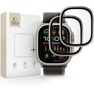 Apsauginis stiklas Tech-Protect Glass Ring Apple Watch Ultra 1/2/3 (49 mm), 2 vnt., titaninės spalvos