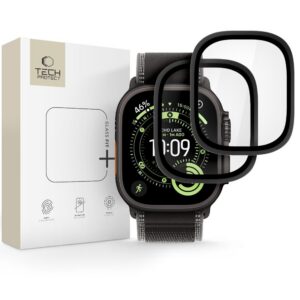 Apsauginis stiklas Tech-Protect Glass Ring Apple Watch Ultra 1/2/3 (49 mm), 2 vnt., juodas