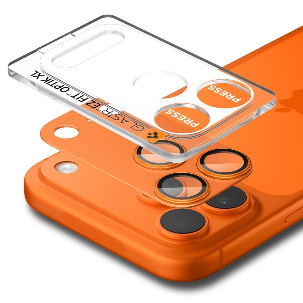 Kameros apsauginis stiklas Spigen Optik Pro XL "EZ Fit" iPhone 17 Pro Max, oranžinis - Image 2