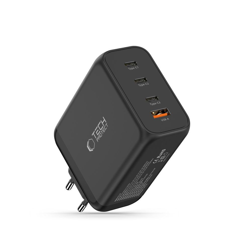 Tinklo įkroviklis Tech-Protect NC200W-GaN, 4 prievadų, 200W PD/QC3.0, juodas - Image 2