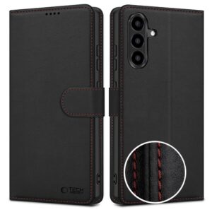Dėklas Tech-Protect Wallet Galaxy A57 5G, juodas/raudonas