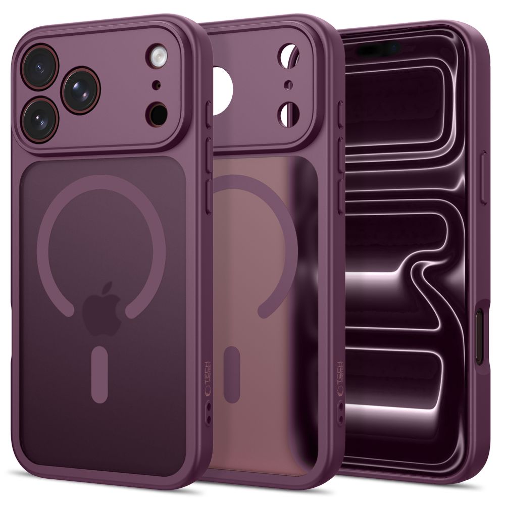 Dėklas Tech-Protect BasicMag MagSafe iPhone 17 Pro Max / 18 Pro Max, matinis tamsiai vyšninis