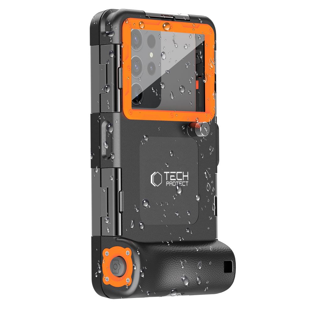 Dėklas Tech-Protect IPX8 Universal Diving Waterproof, juodas/oranžinis - Image 2