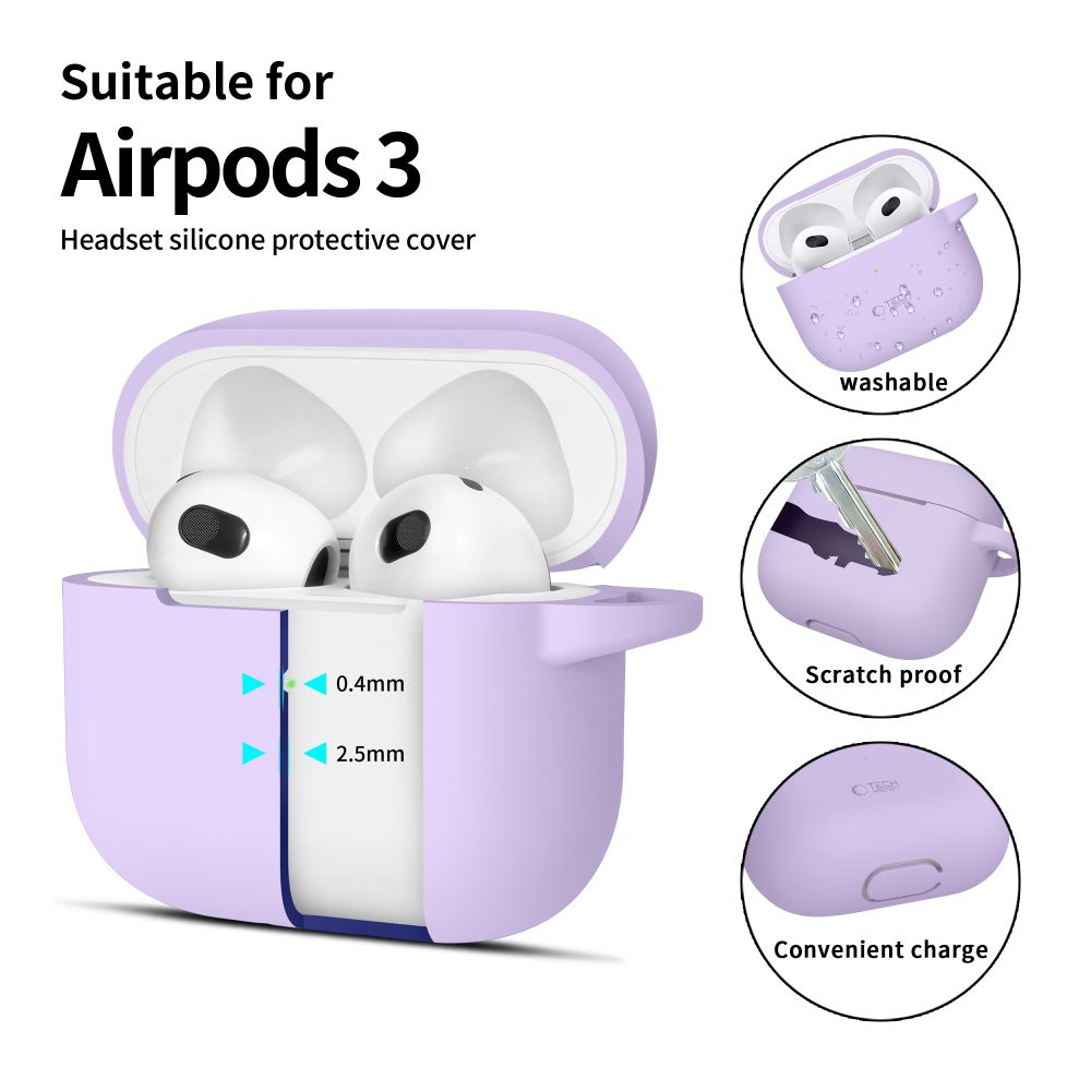 Dėklas Tech-Protect Silicone Hook AirPods 3, alyvinis - Image 2