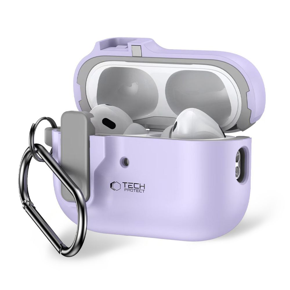 Dėklas Tech-Protect Slim Hook Apple AirPods Pro 1 / 2, levandų spalvos