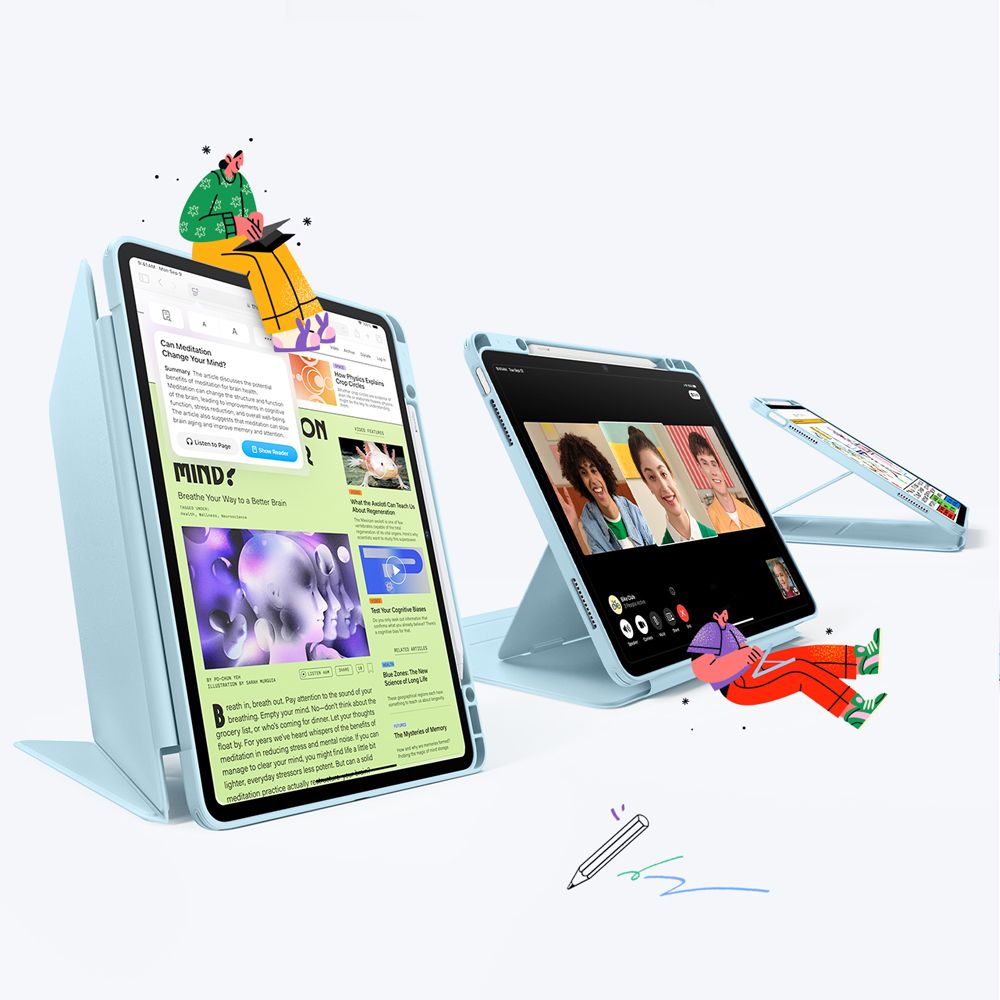 Dėklas ESR Flip Hybrid iPad Air 13" (2024-2026), šviesiai mėlynas - Image 2