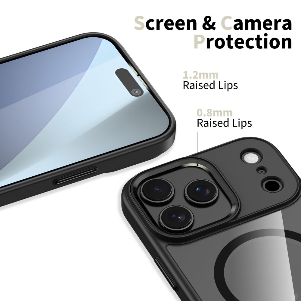 Dėklas Tech-Protect MagMat MagSafe iPhone 17 Pro Max, juodas/skaidrus - Image 3