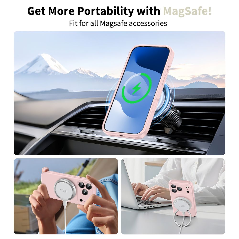Dėklas Tech-Protect Silicone Magsafe iPhone 17 Pro Max, rožinis perlamutrinis - Image 5