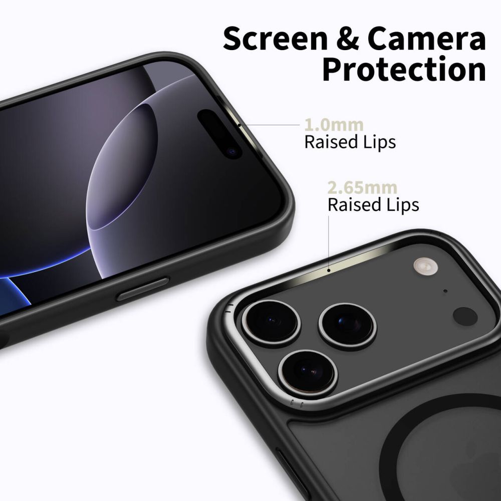 Dėklas Tech-Protect MagEdge MagSafe iPhone 17 Pro Max, matinis juodas/tamsiai pilkas - Image 2