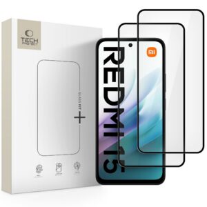 Apsauginis stiklas Tech-Protect Glass Fit+ Xiaomi Redmi 15 4G / 5G, 2 vnt., juodas
