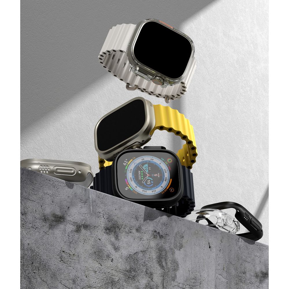 Dėklas Ringke Slim Apple Watch Ultra 1 / 2 / 3 (49 mm), skaidrus ir titaninis pilkas (2 vnt.) - Image 3