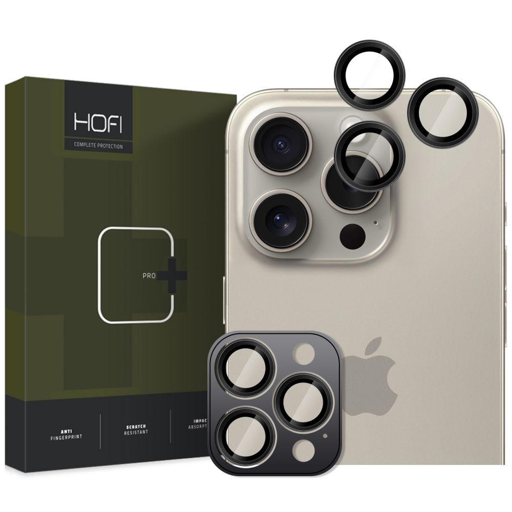 Kameros apsauginis stiklas Hofi CamRing Pro+ iPhone 16 Pro / 16 Pro Max / 17 Pro / 17 Pro Max, juodas