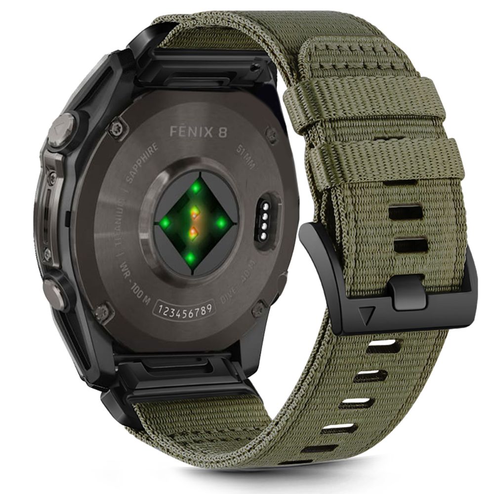Dirželis Tech-Protect Nylon Classic Garmin Fenix 5X / 5X Plus / 6X / 6X Pro / 7X / 8 / 8 Pro (51 mm), alyvuogių žalias