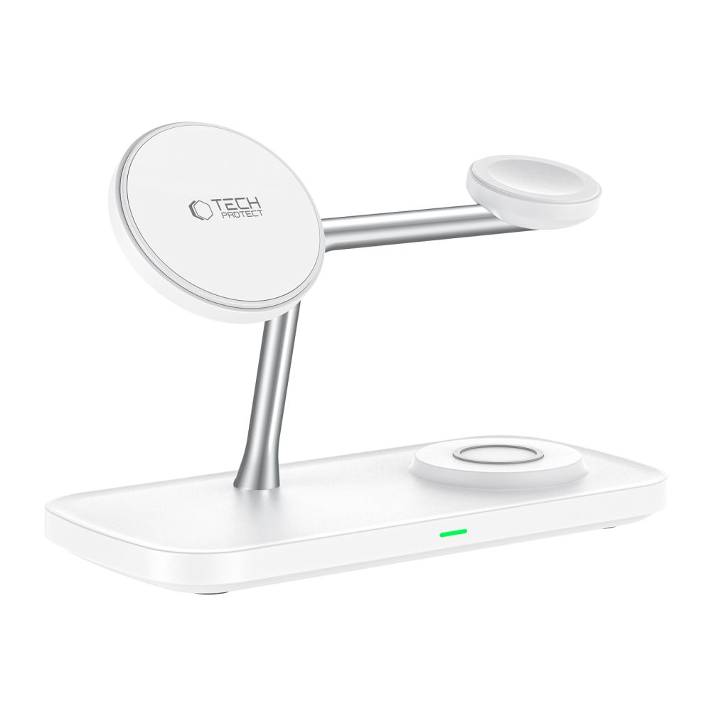 Belaidis įkroviklis Tech-Protect Qi15W-A45 3in1 Magnetic MagSafe, baltas - Image 3