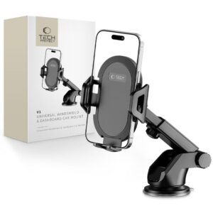 Laikiklis automobiliui Tech-Protect V1 Universal, skirtas priekiniam stiklui ir prietaisų skydeliui, juodas