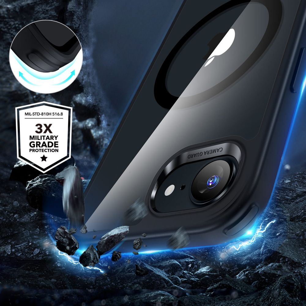 Dėklas ESR Classic Hybrid HaloLock MagSafe iPhone 16e / 17e, skaidrus/juodas - Image 4