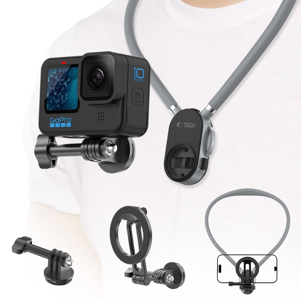 Laikiklis ant kaklo Tech-Protect AC200 MagSafe & GoPro & DJI, pilkas - Image 4