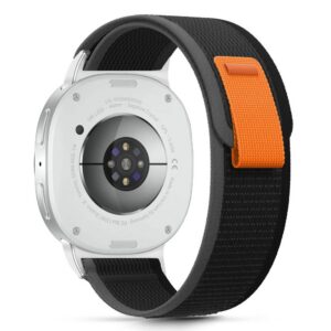 Dirželis Tech-Protect Nylon Stripe Samsung Galaxy Watch 8 / 9 / Classic (40 / 44 / 46 mm), juodas/oranžinis