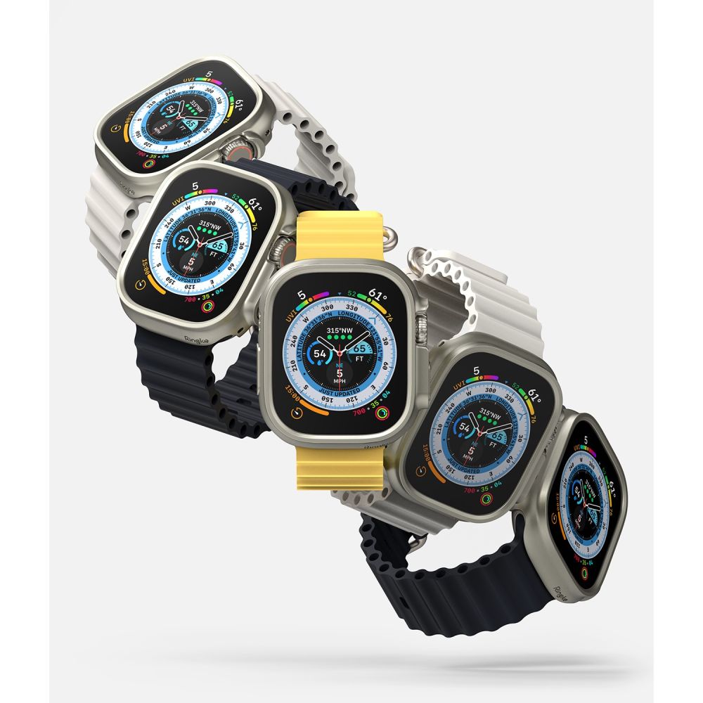 Dėklas Ringke Slim Apple Watch Ultra 1 / 2 / 3 (49 mm), skaidrus ir titaninis pilkas (2 vnt.) - Image 4