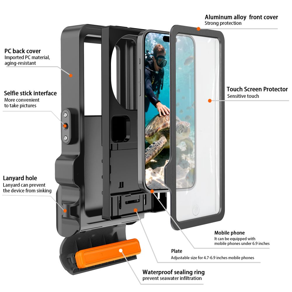 Dėklas Tech-Protect IPX8 Pro, universalus, vandeniui atsparus, pilkas/juodas - Image 4