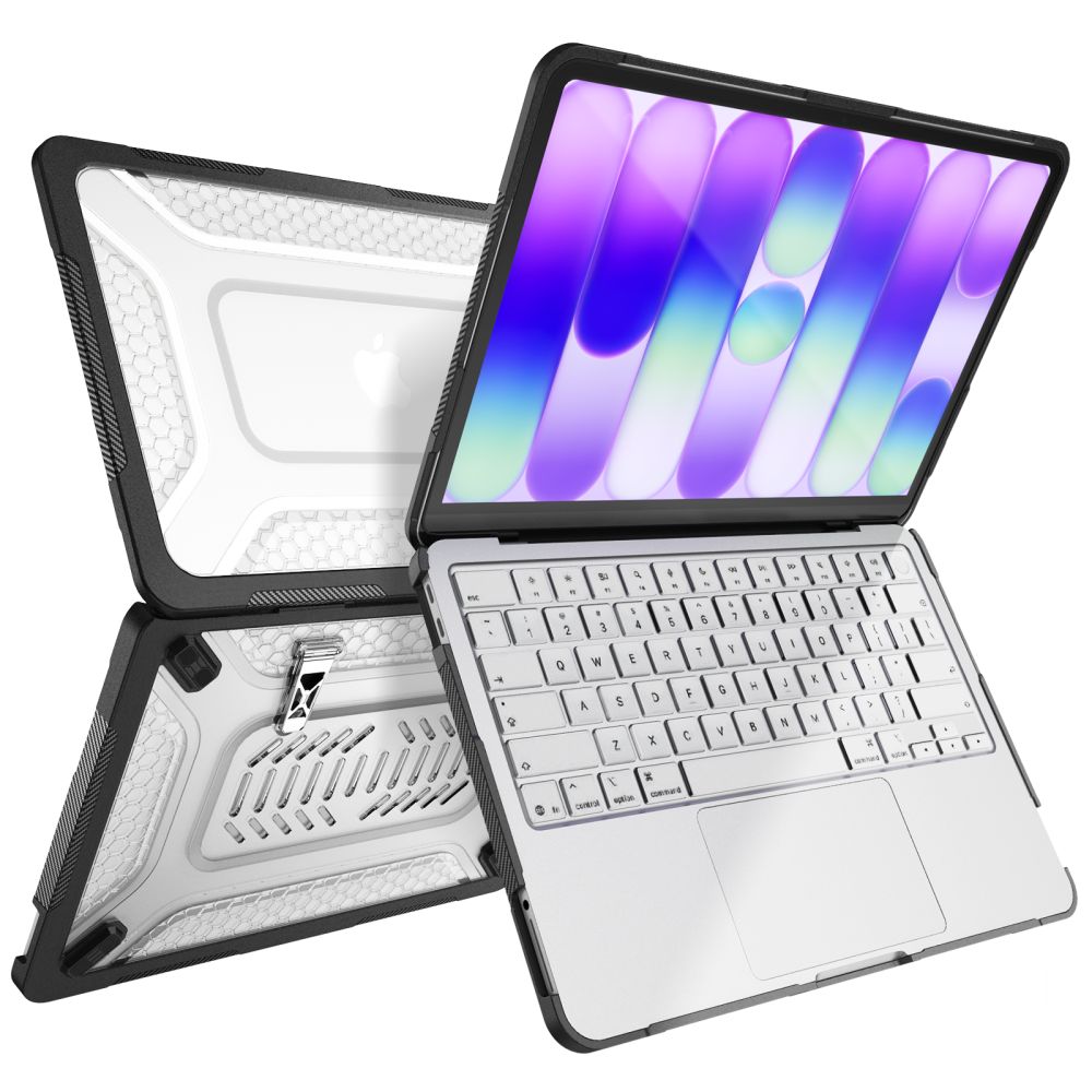 Dėklas Tech-Protect Kevlar Pro MacBook Neo 13 (2026), matinis juodas / skaidrus - Image 4
