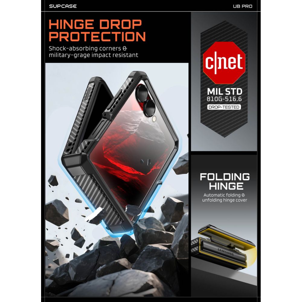 Dėklas Supcase Unicorn Beetle Pro Samsung Galaxy Z Flip 8, juodas - Image 4