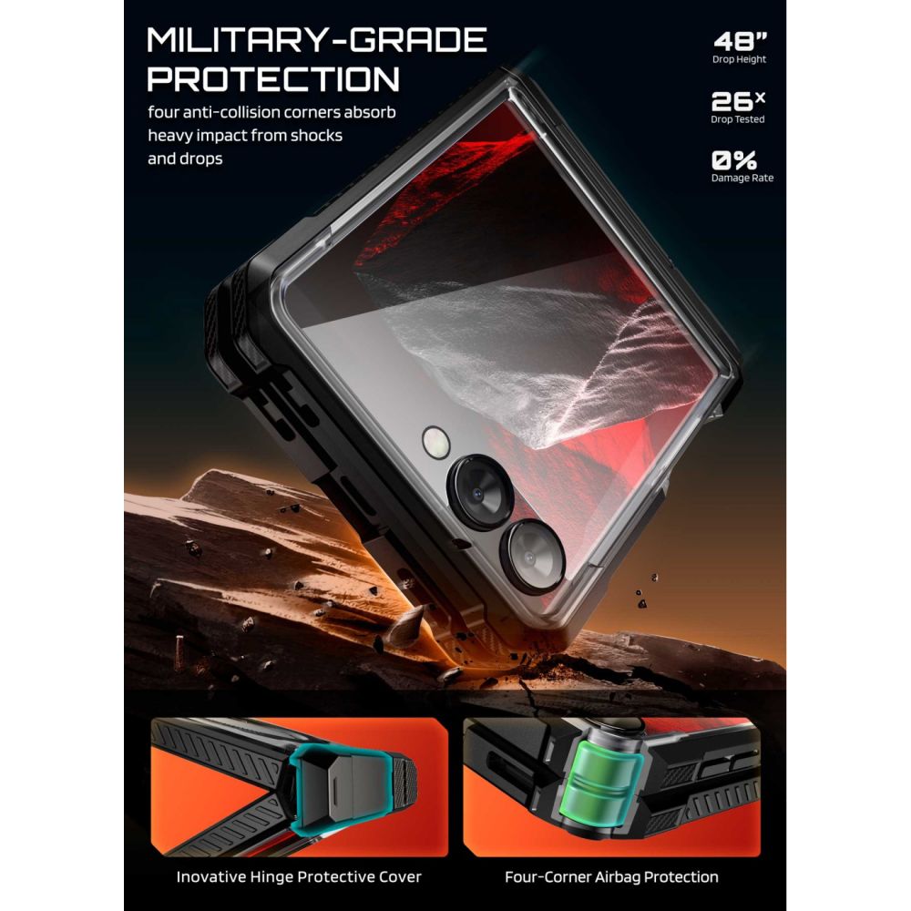 Dėklas Supcase UB Grip Mag Samsung Galaxy Z Flip 8, juodas - Image 4