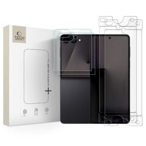 Apsauginio stiklo ir plėvelės rinkinys Tech-Protect Easy Set Foil & Glass Fit+ 4in1 Galaxy Z Flip 7 / 8, skaidrus