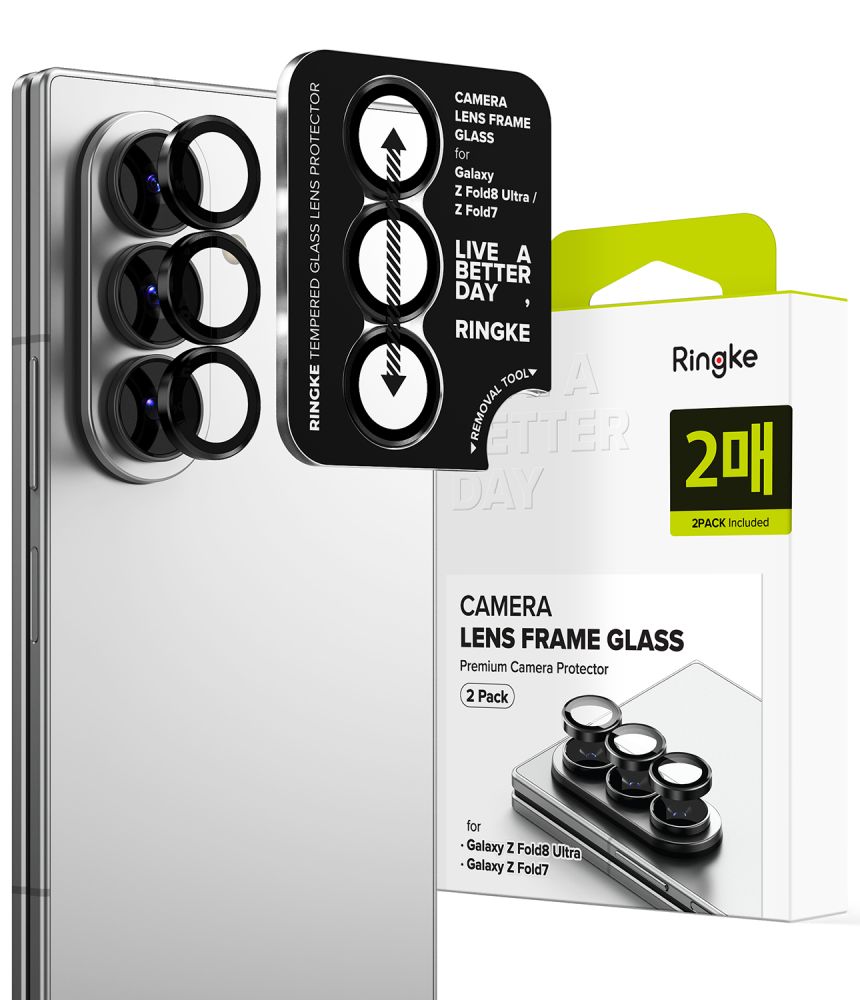 Kameros apsauginis stiklas Ringke Camera Frame Protector, Galaxy Z Fold 7 / 8 Ultra, 2 vnt., juodas