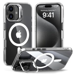 Dėklas Tech-Protect Magstand MagSafe iPhone 16, skaidrus