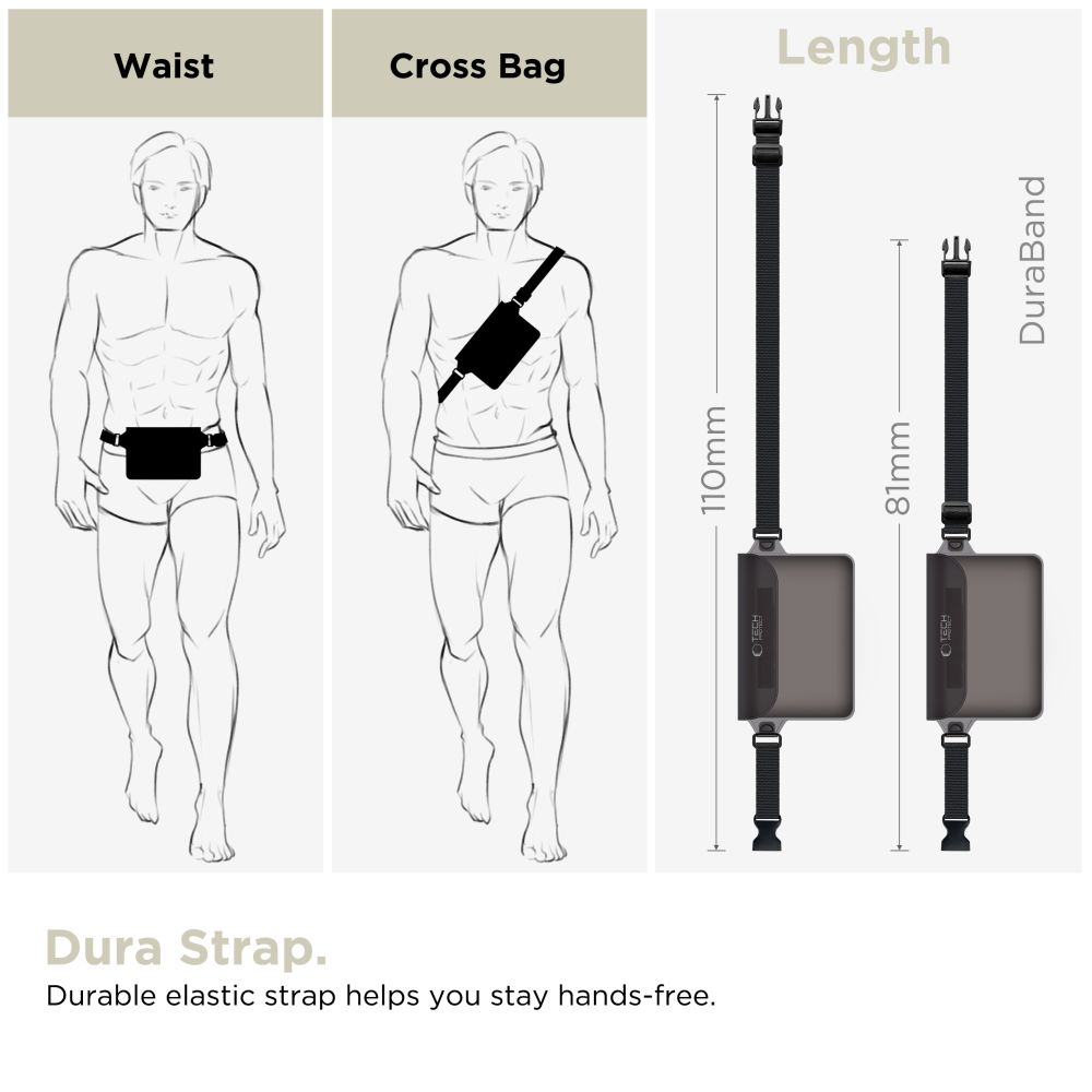 Maišelis Tech-Protect UWP10 Universal Waterproof Pouch, vandeniui atsparus, juodas/skaidrus - Image 4