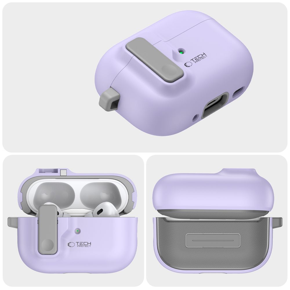 Dėklas Tech-Protect Slim Hook Apple AirPods Pro 1 / 2, levandų spalvos - Image 3