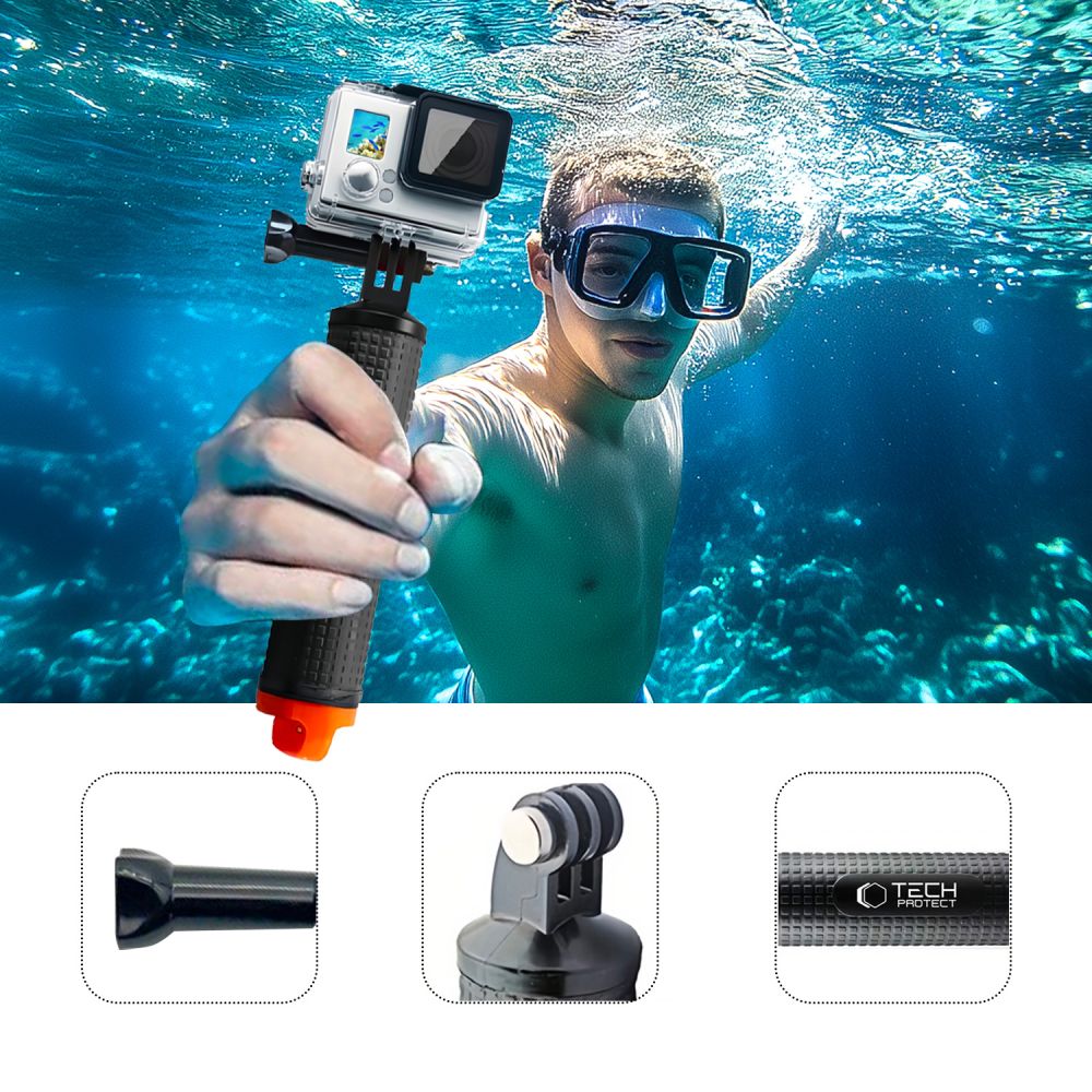 Plūduriuojanti rankena Tech-Protect GA100 GoPro / DJI / Insta360, juoda - Image 4