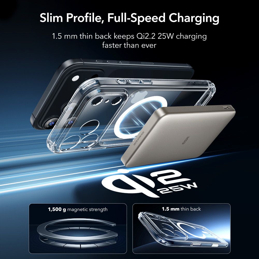 Dėklas ESR Classic Hybrid MagSafe su apsauginiu stiklu iPhone 17 Pro Max, skaidrus - Image 6