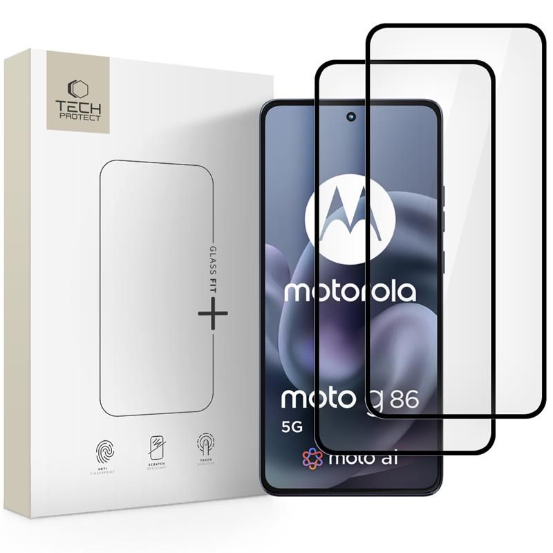 Apsauginis stiklas Tech-Protect Glass Fit+ Motorola Moto G86 5G / G86 Power 5G, 2 vnt., juodas