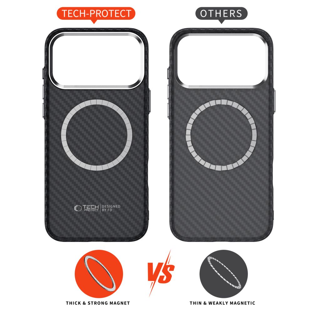Dėklas Tech-Protect Ion Carbon MagSafe iPhone 17 Pro Max, juodas/sidabrinis - Image 5