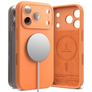Dėklas Ringke Silicone Magnetic MagSafe iPhone 17 Pro Max, oranžinis