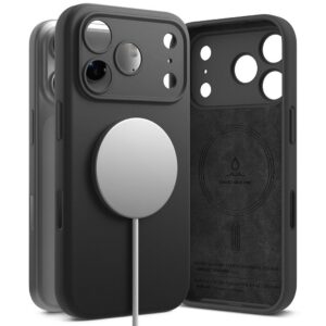 Dėklas Ringke Silicone Magnetic MagSafe iPhone 17 Pro, juodas