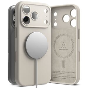 Dėklas Ringke Silicone Magnetic MagSafe iPhone 17 Pro, akmens spalvos