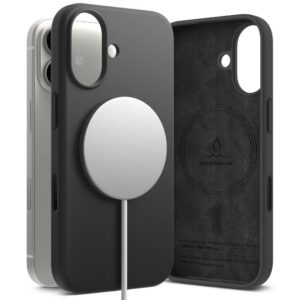 Dėklas Ringke Silicone Magnetic MagSafe iPhone 17, juodas
