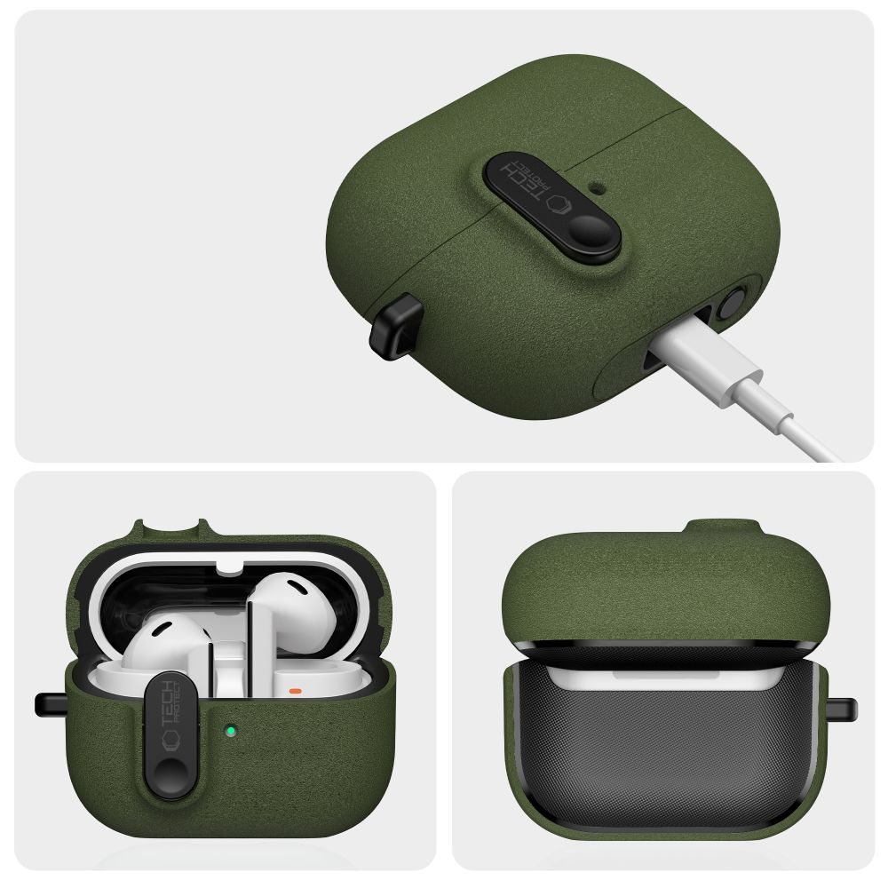 Dėklas Tech-Protect Slim Hook Samsung Galaxy Buds 3 / 3 FE / 3 Pro, alyvuogių žalias - Image 3