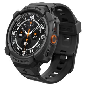 Dirželis su dėklu Spigen Rugged Armor Pro Samsung Galaxy Watch Ultra 2 (2026) 47 mm, matinis juodas