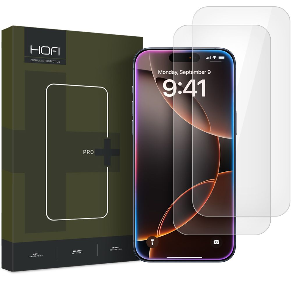 Apsauginis stiklas Hofi Glass Pro+ 2 vnt. iPhone 16 Pro / 17 / 17 Pro, skaidrus