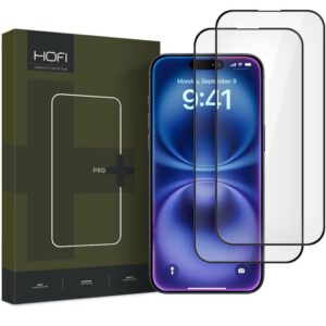 Apsauginis stiklas Hofi Glass Pro+ 2 vnt. iPhone 15 / 16, juodas