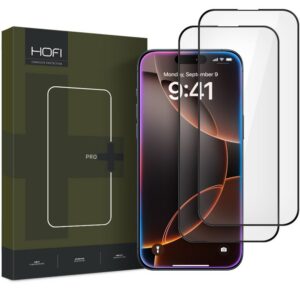 Apsauginis stiklas Hofi Glass Pro+ 2 vnt. iPhone 16 Pro / 17 / 17 Pro, juodas
