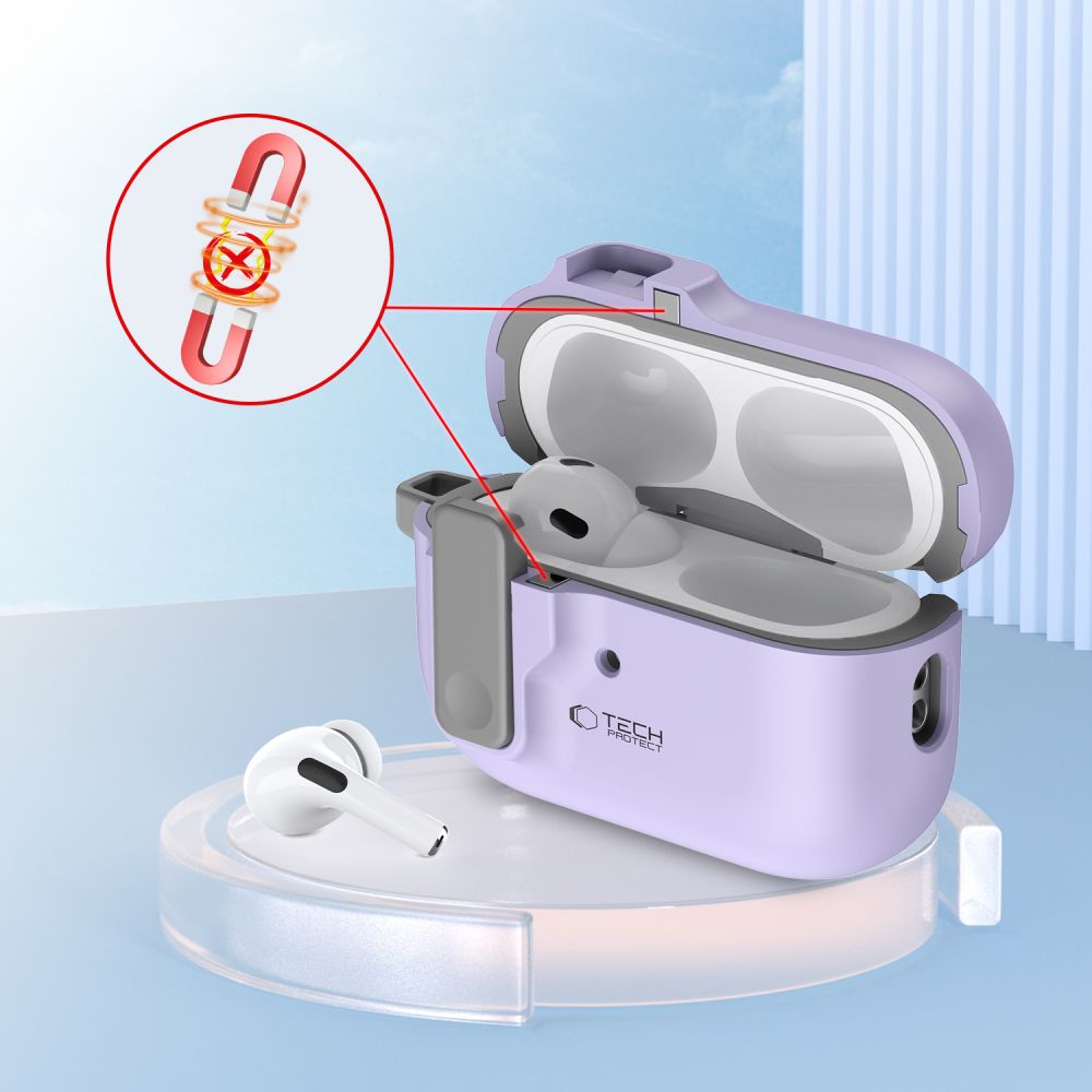 Dėklas Tech-Protect Slim Hook Apple AirPods Pro 1 / 2, levandų spalvos - Image 4